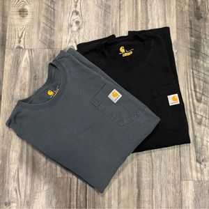 Carhartt Crew Neck T-Shirt Mens L Original Fit Lot Of 2 Heavyweight Pocket